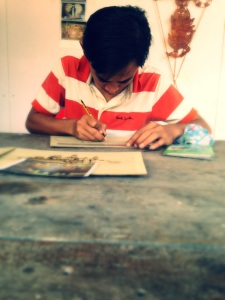 The iron pencil sketch master at work.